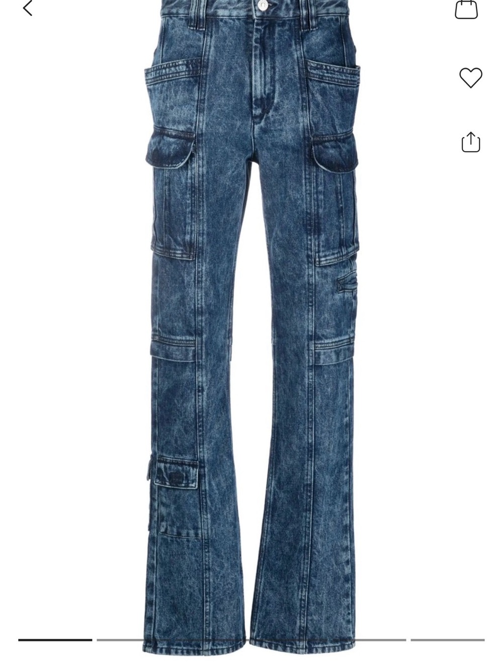 Isabel Marant Dark Blue Washed Boot-Cut Cargo Jeans